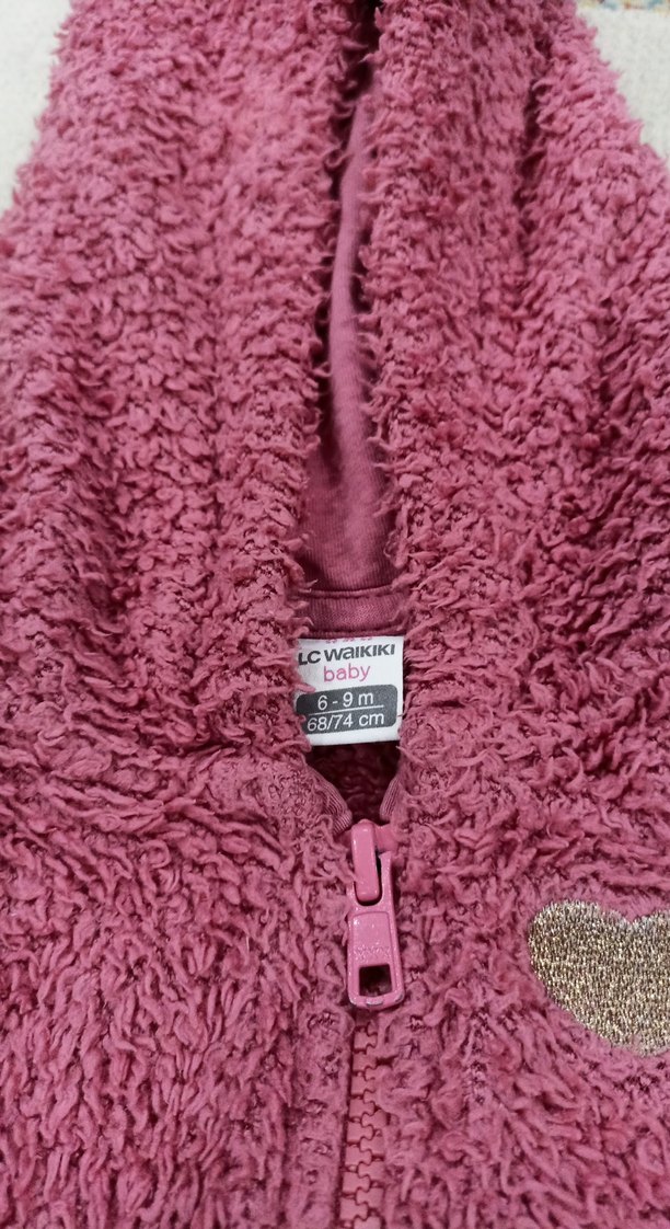 Kız Çocuk Pembe Kapüşonlu Kürklü Ceket - Görsel 2