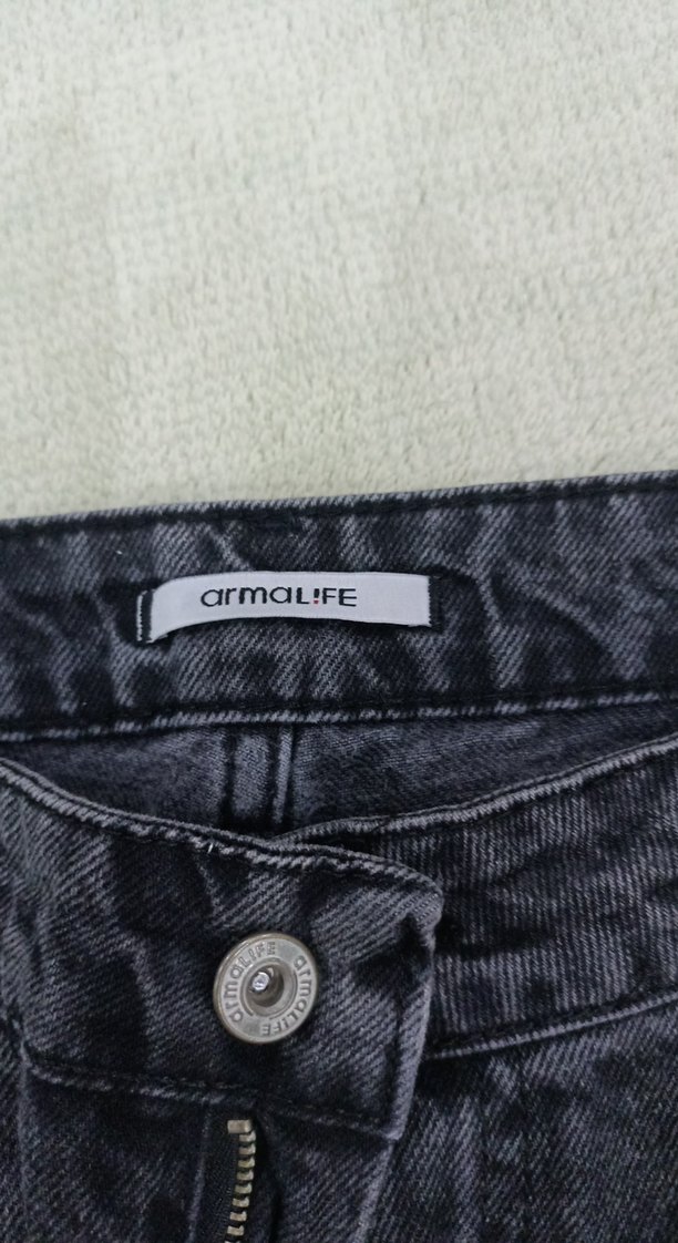 Gri Batik Desenli Kadın Denim Pantolon - Görsel 2