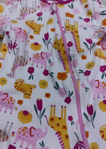 Renkli Baskılı Fermuarlı Bebek Kız Tulum - Görsel 2