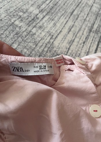 Zara Zara marka düğmeli Pembe Kız Çocuk Elbise