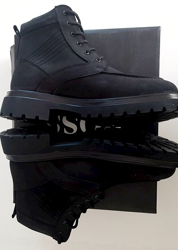 BOOS Siyah Kürklü Erkek Street Style Bot - Görsel 3