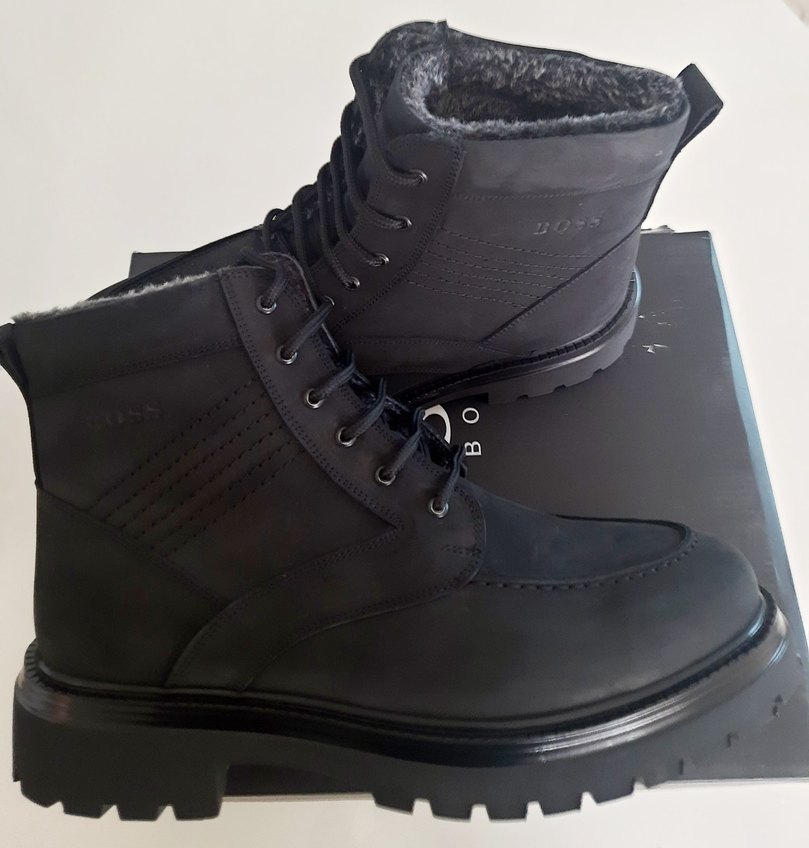 BOOS Siyah Kürklü Erkek Street Style Bot - Görsel 5