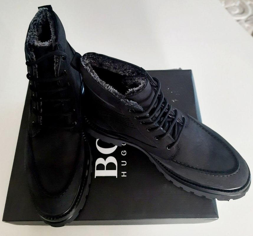 BOOS Siyah Kürklü Erkek Street Style Bot - Görsel 2