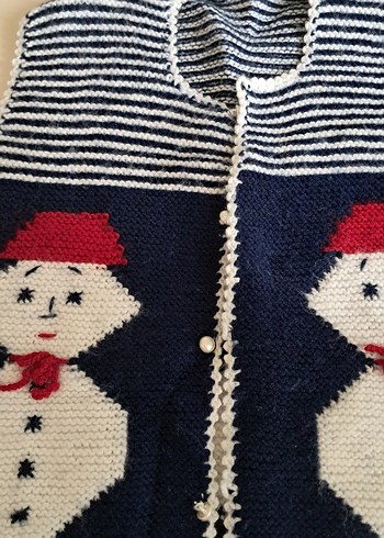 Nakışlı Mavi Erkek Çocuk Triko Yelek - Görsel 3