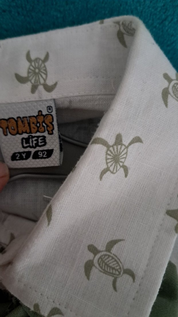 Erkek Bebek Gri Desenli Gömlek ve Yeşil Pantolon Takımı - Görsel 3