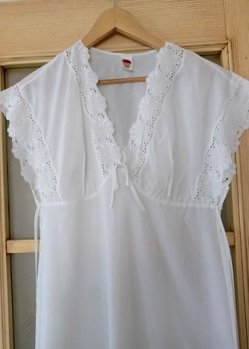 Beyaz Vintage Uzun Kadın Sabahlık gecelik 2 li - Görsel 7