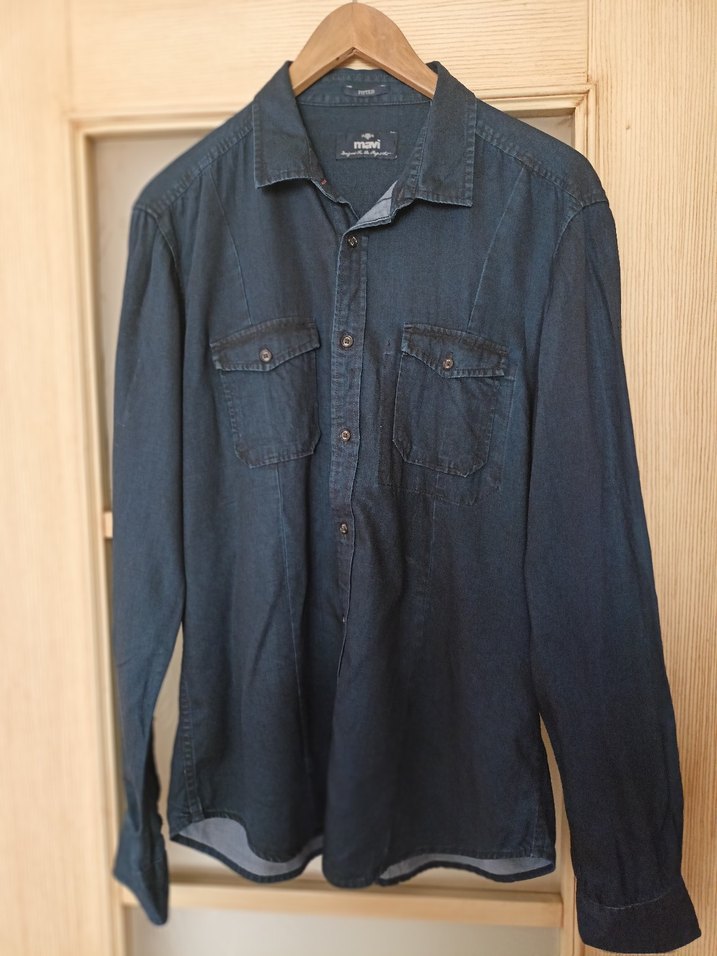 ORJİNAL MAVİ KOT Erkek Lacivert Denim Gömlek - Görsel 3