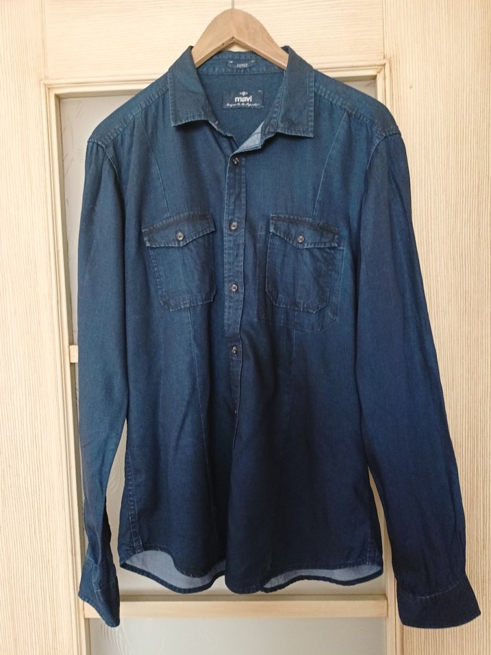 ORJİNAL MAVİ KOT Erkek Lacivert Denim Gömlek - Görsel 4