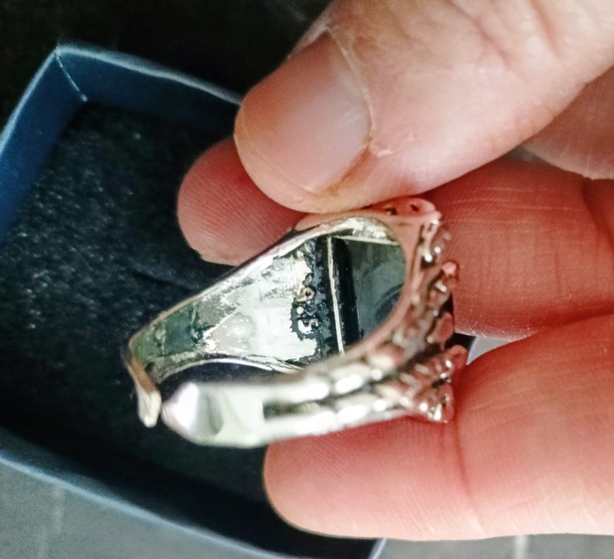 GÜMÜŞ Gotik Erkek Yüzük Siyah Taşlı - Görsel 4