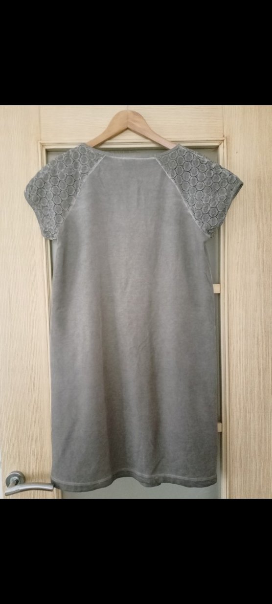 LİKRALI Gri Kısa Kollu Elbise L/XL - Görsel 2