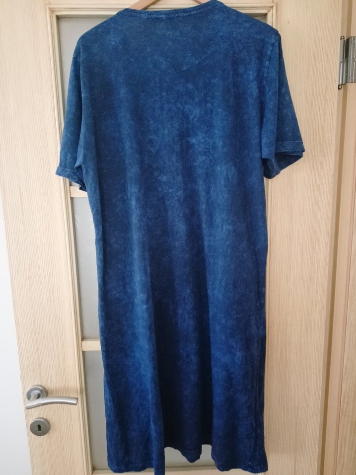 Payetli Lacivert Batik Desenli Elbise 46/48 - Görsel 5