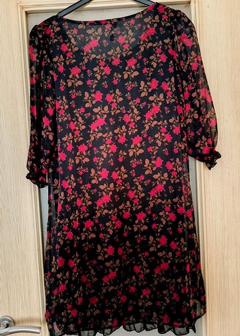 xl Beden bordo Renk ÇİÇEKLİ ŞIK ELBİSE