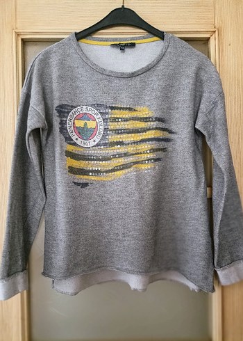 Gri Kadın Uzun Kollu Baskılı Sweatshirt