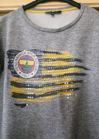 Fenerium Gri Kadın Uzun Kollu Baskılı Sweatshirt