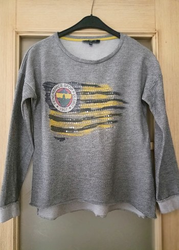 l Beden Gri Kadın Uzun Kollu Baskılı Sweatshirt