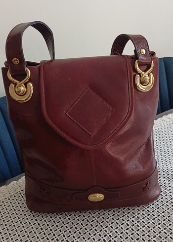 Bordo Deri Vintage Kadın Çanta