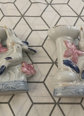  Beden çeşitli Renk 2 li vintage porselen vazo