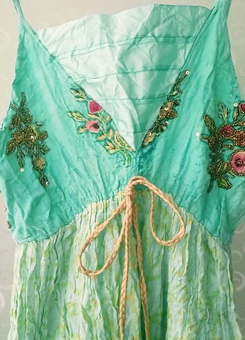 American Vintage Yaka boncuk işlemeli şık elbise M/L