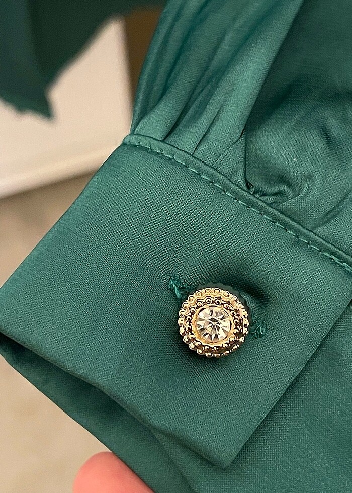 Gusto Yeşil Saten Gömlek - Görsel 3