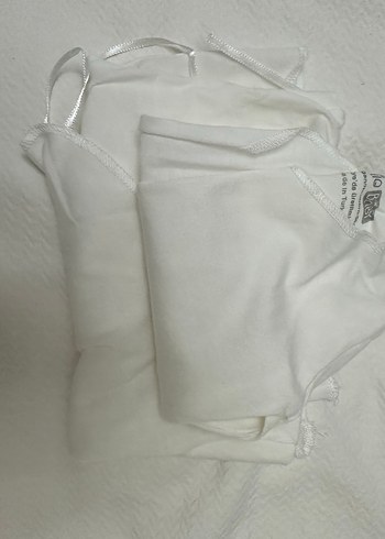 3 adet Beyaz yeni doğan atlet bağcıklı - Görsel 2