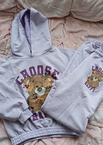 Kız Çocuk Kahverengi Peluş Detaylı Sweatshirt - Görsel 3