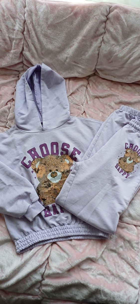 Kız Çocuk Kahverengi Peluş Detaylı Sweatshirt - Görsel 3