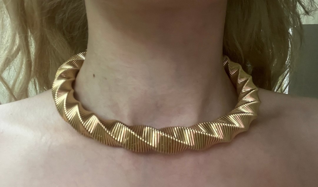 Gold Zikzak Choker Kolye - Görsel 2