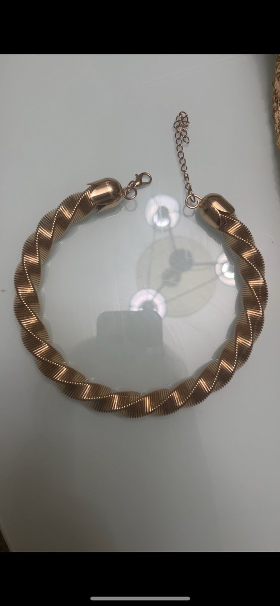 Gold Zikzak Choker Kolye - Görsel 4