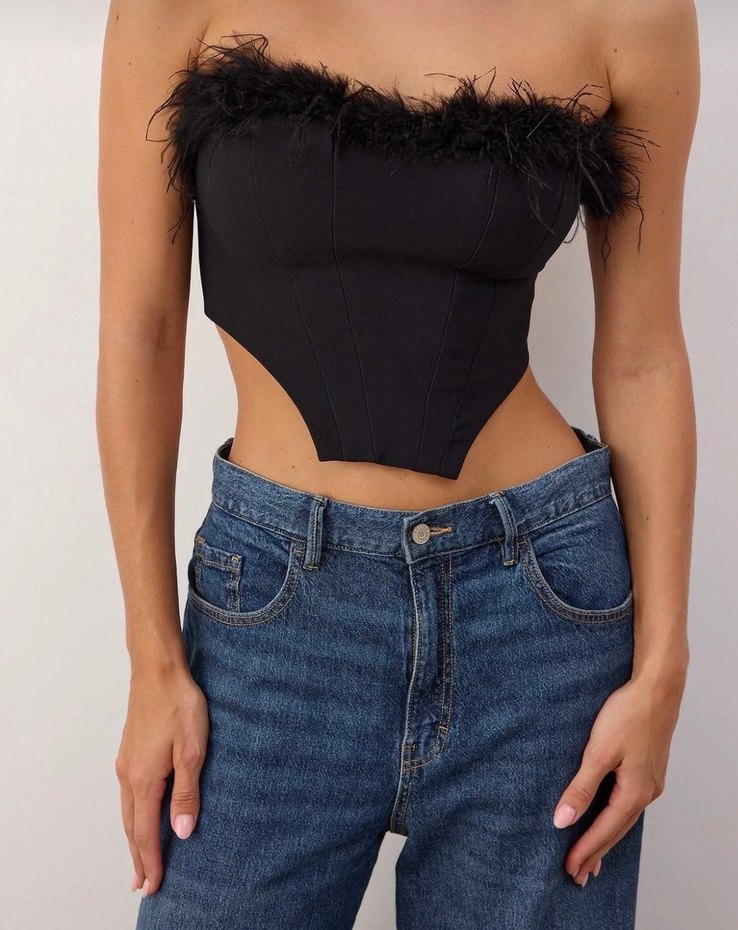 Siyah Otrişli Astarlı Crop Büstiyer - Görsel 4