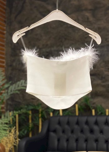 Beyaz Otrişli Astarlı Crop Büstiyer - Görsel 2