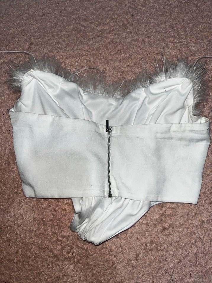 Beyaz Otrişli Astarlı Crop Büstiyer - Görsel 3