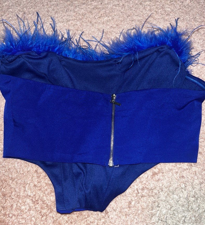 Saks Mavisi Otrişli Astarlı Crop - Görsel 5