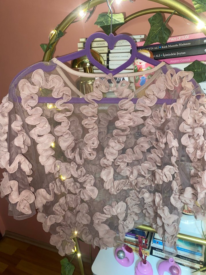 ZARA Çiçek Güpürlü Tül Bluz - Görsel 2