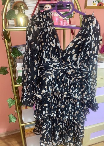 Siyah Şifon Elbise - Görsel 6