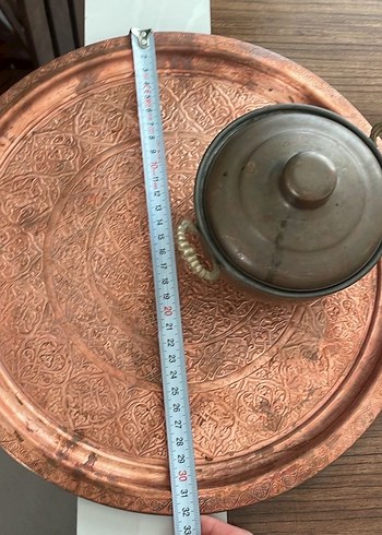 Bakır İşlemeli Yuvarlak Tepsi - Görsel 2