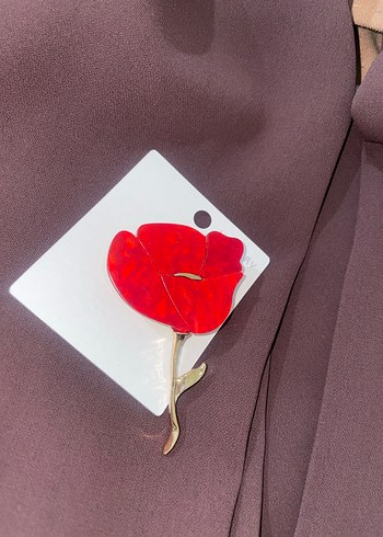 Kırmızı Parlak Çiçek Broş gelincik - Görsel 4