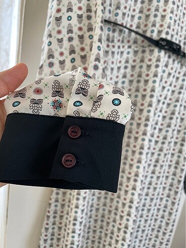 Baykuş desenli ofis günlük elbise - Görsel 3