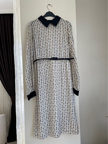 Baykuş desenli ofis günlük elbise - Görsel 6