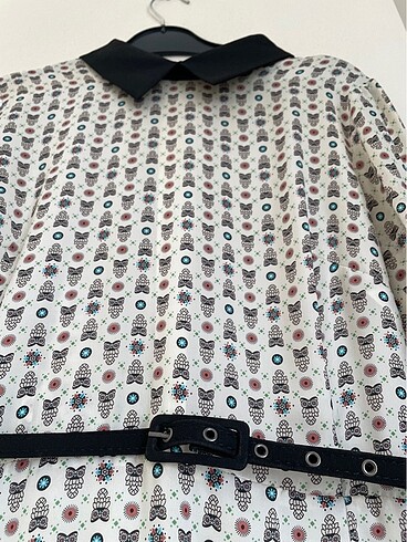 Baykuş desenli ofis günlük elbise - Görsel 2