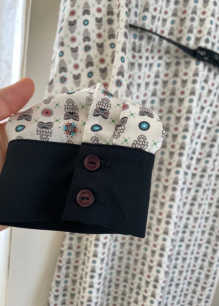 Baykuş desenli ofis günlük elbise - Görsel 3