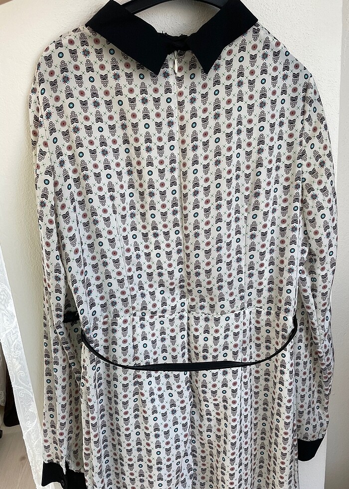 Baykuş desenli ofis günlük elbise - Görsel 5