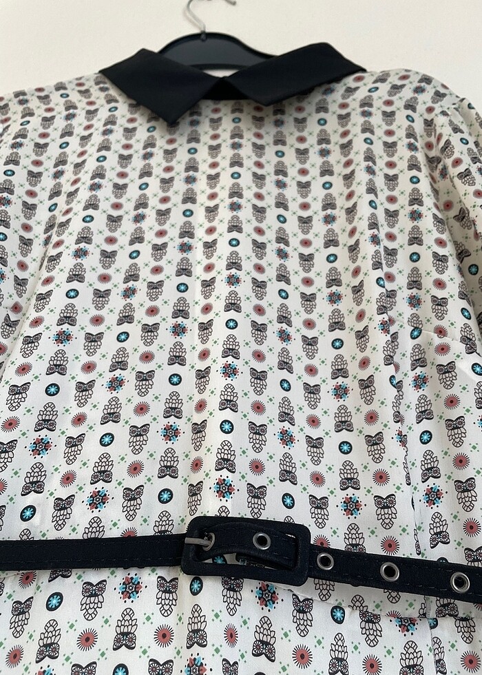 Baykuş desenli ofis günlük elbise - Görsel 2