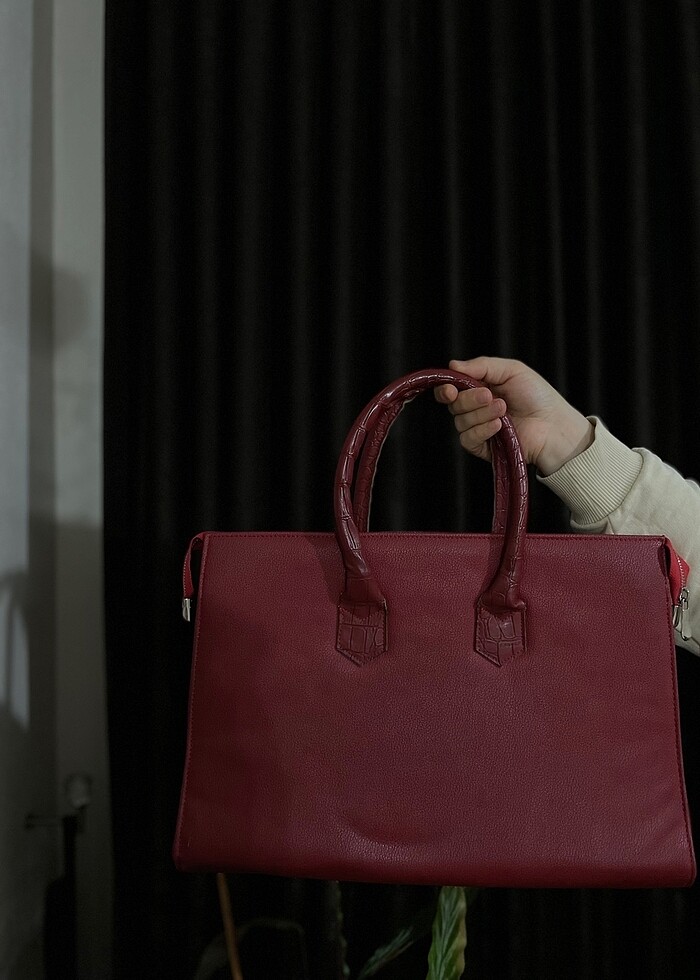 Bordo ofis evrak çantası deri - Görsel 2