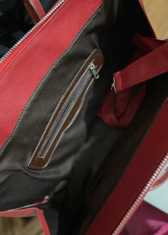 Bordo ofis evrak çantası deri - Görsel 3