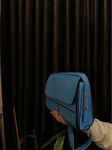 Mavi kol çantası deri - Görsel 4