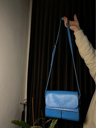 Mavi kol çantası deri - Görsel 9