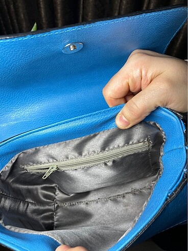 Mavi kol çantası deri - Görsel 11