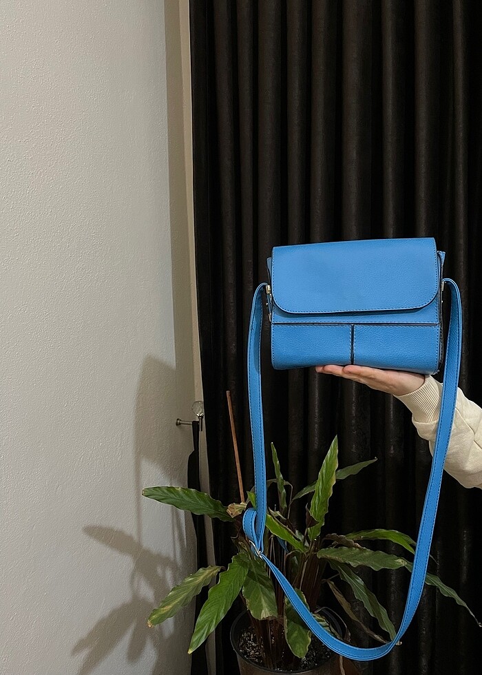 Mavi kol çantası deri - Görsel 2