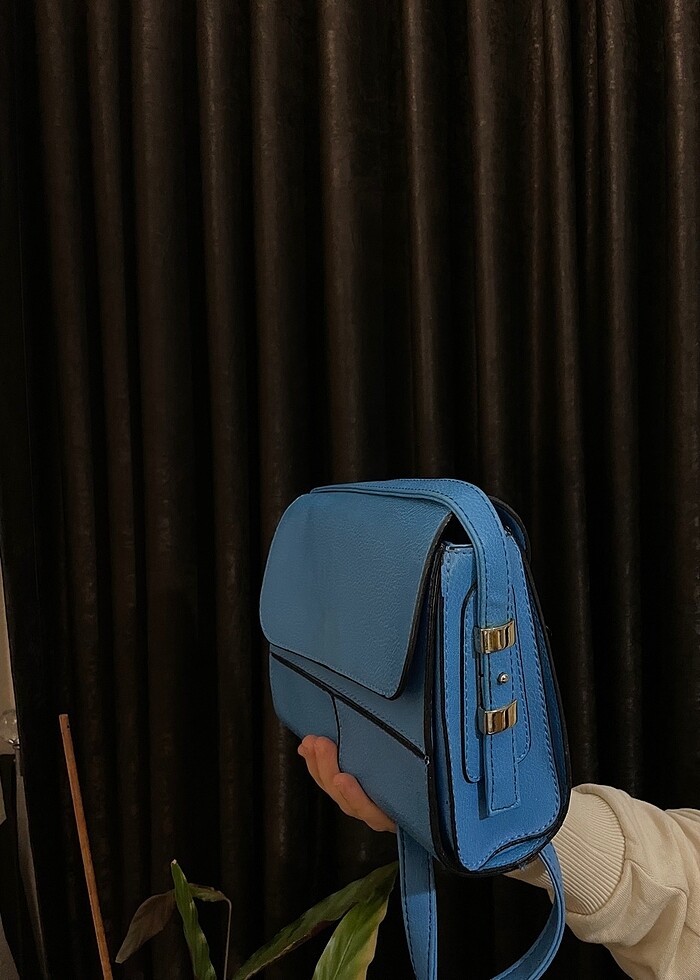 Mavi kol çantası deri - Görsel 5