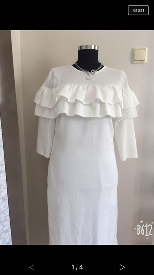 Zara Beyaz yazlık keten elbise
